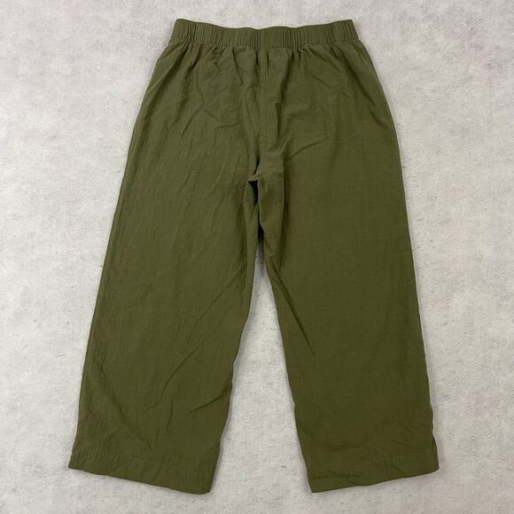 Abercrombie & Fitch Cropped Wide Leg Pants Womens Medium Olive Green Pull On - Picture 5 of 12